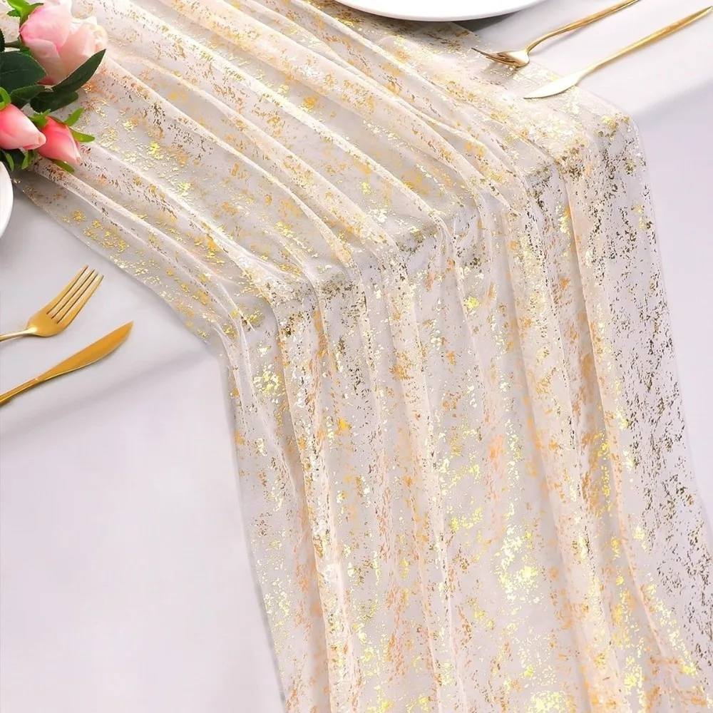 Decorative Metallic Foil Table Runner Metallic Soft Sequin Glitter Table Runner Sheer Tulle Table Runner Dining Table