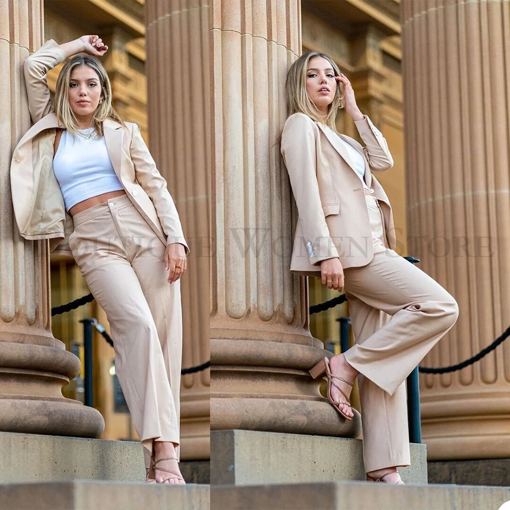 

Customzied Women's Suits Blazer High Quality 2 Piece Jacket Pants Sets Luxury Single Breasted Notch Lapel Slim Fit Office Sets