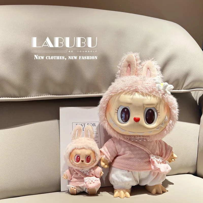 Labubu 1st & 2nd Generation Spring Collection: Macaron Color Knit Leisure Outfit Set for Enamel and Plush Dolls (Clothing Only)