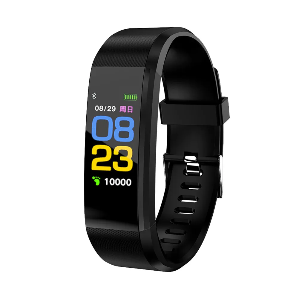 

115plus Smart Watch 0.96 Inch Touch Screen Fitness Tracker Waterproof Smartwatch Heart Rate Blood Pressure Sleep Monitor