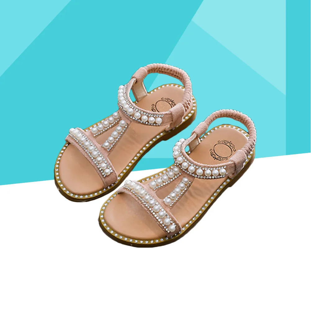 

Girls Pink PU Pearl Sandal Summer Shoes Breathable Flat Kids Sandals Party Daily Wear Kids Sandals Girl Shoes