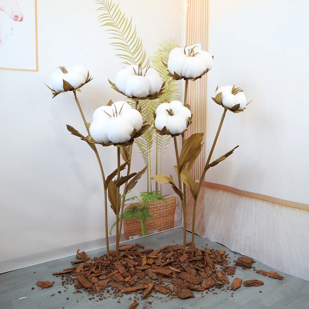 Large Simulated Cotton Fake Dried Flower Bouquet Grand Event Decoration Photographic Props Yard Garden Decors Artificial Flowers