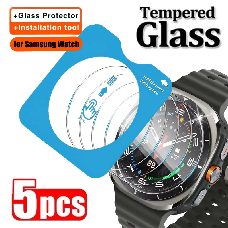 

5Pcs Tool Easy Install Tempered Glass for Samsung Galaxy Watch 7 6 5 Pro 4 40/44/42/46/47mm Watch 7 Ultra Film Screen Protectors