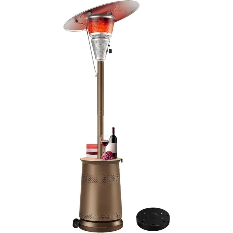 Patio Heater for Outdoor Use With Adjustable Heat Focusing Top, Portable Propane Patio Heater with Wheels