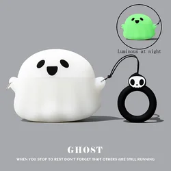 Case for Airpods Pro 1 2 Generation Silicone Cover for Apple Airpods 4 2nd 3 3rd Gen Shell Ghost Specter with Skull Ring Lovely