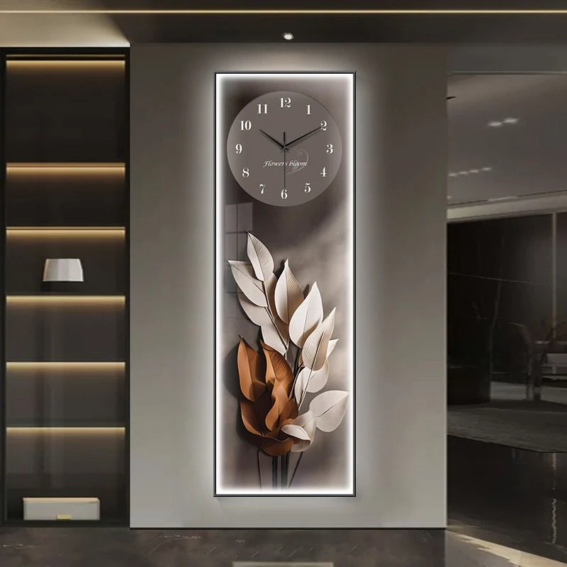 Jinzhiyuye-Porch Decorative Painting Clock, Simple Household, Living Room, Creative, Corridor Hanging, LED Light, Mural