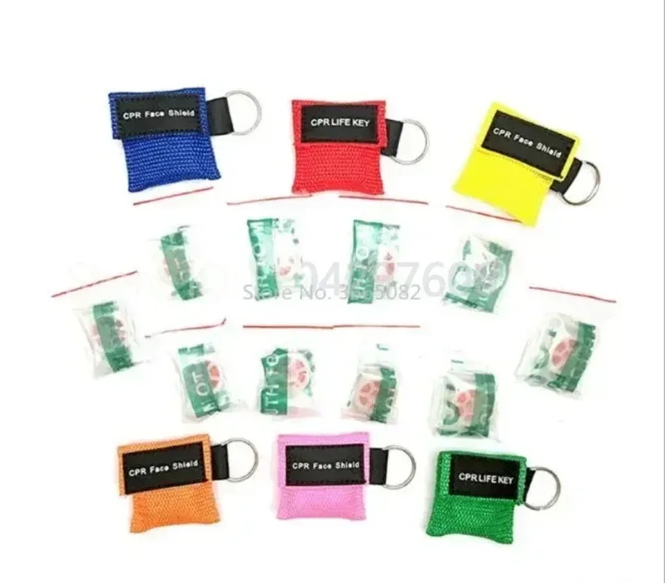 100PCS /lots NEW CPR MASK WITH KEYCHAIN CPR FACE SHIELD for Cpr/AED 7 COLORS