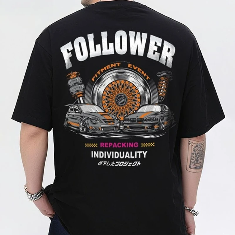 

JDM Style Modified Culture T-shirt Modified Car Racing Short-sleeved Shirt Men's and Women's Round Neck Pure Cotton Casual Tee