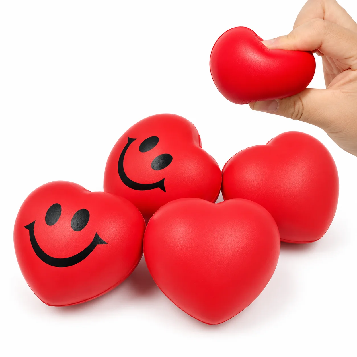 Heart Shaped Stress Ball Soft Squeeze Toy Smiley Face Hand Exercise Fidget Relief Ball for Office Home Daily Use
