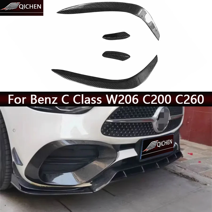 

Для Mercedes Benz C Class W206 C200 C260 Sport 2022+ ветровой нож из углеродного волокна, противотуманная фара, декоративная полоса, обновленный комплект кузова