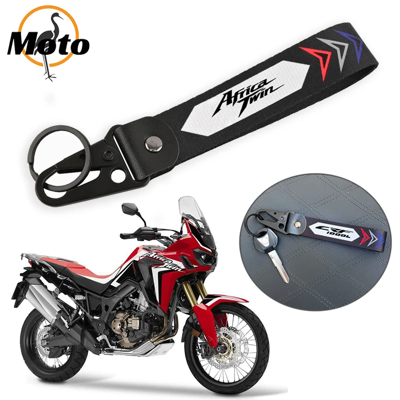 For Honda Africa Twin CRF1100L XRV750 CRF 1000 1000L 1100L Motorcycle Embroidery KeyRing Ribbon Lanyard KeyChain Key Holder