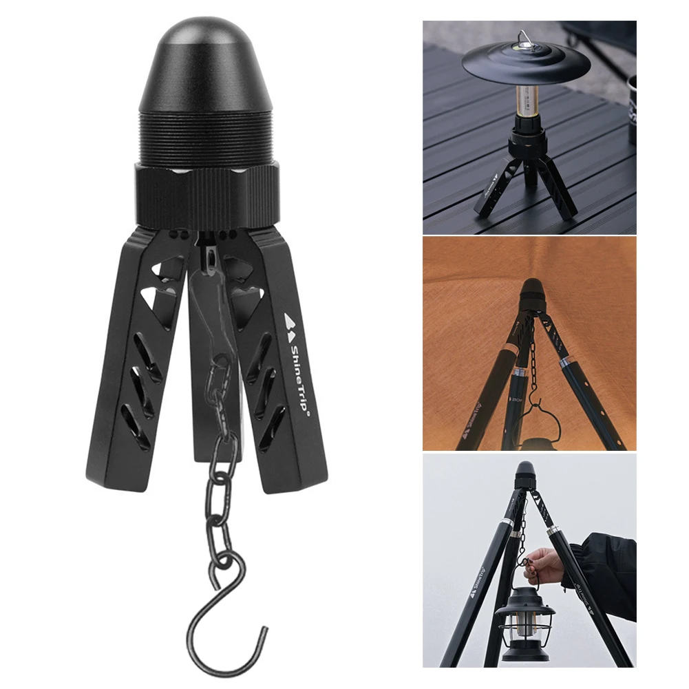 Tent Rod Tripod Tips Cap Anti Puncture Ball Camping with Lamp Hook Hanger Tent Building Pole Connector Aluminum Alloy Adjustable