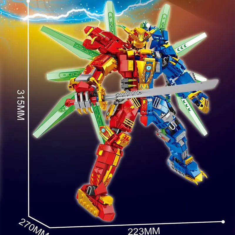 

New 853pcs puzzle assembling Puzzle building blocks Ice and Fire 3 Deformation Mecha boy toy Christmas New Year Gift