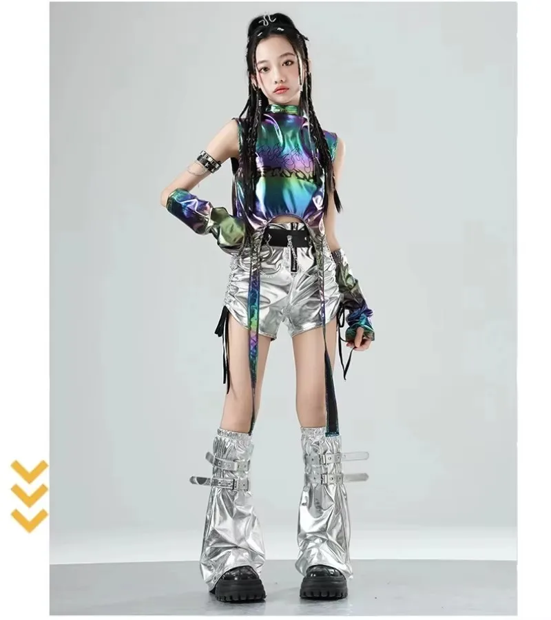 زي أداء رقص الجاز للأطفال، شريط ليزر، المنصة الجميلة والرائعة للفتيات، زي أداء مجموعة الفتيات #6