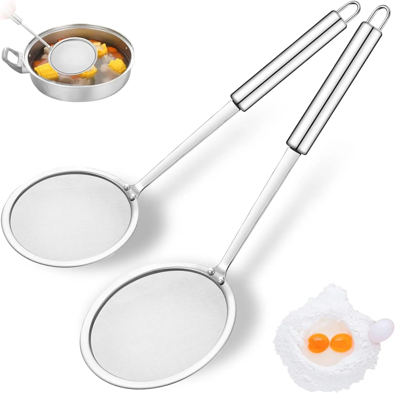 304 Fat Skimmer Spoon - Fine Mesh Skimmer Spoons Stainless Steel Food Strainer, Hot Pot Fat Skimmers Spoon Multi-Functional