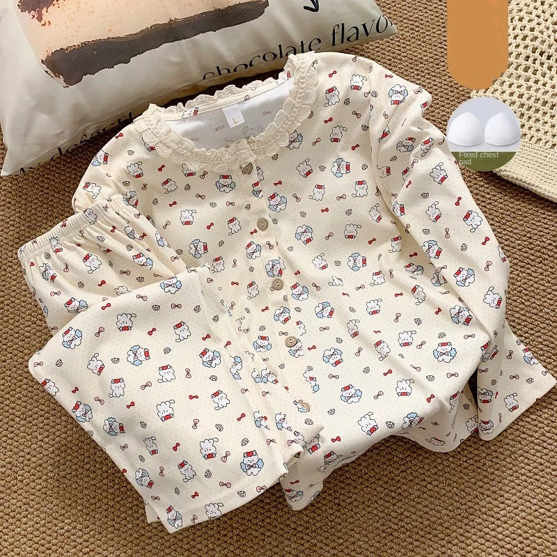 

Embroidery Penguin Cute Long Pajamas Loose Plus Size Sleepwear Pajamas Sets Autumn Winter Fashion Print Sweet Y2K Loungewear New