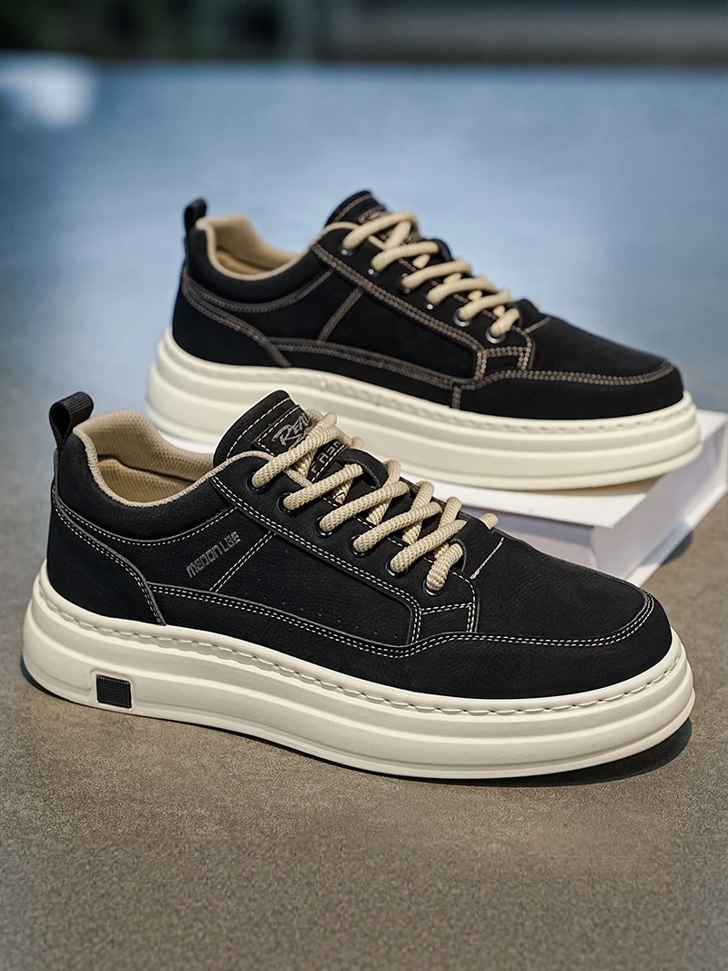 

Men's Summer 2026 New Breathable Lightweight Sporty Black Thick Bottom Heightening Casual Shoes Comfortable All-Match Workwear
