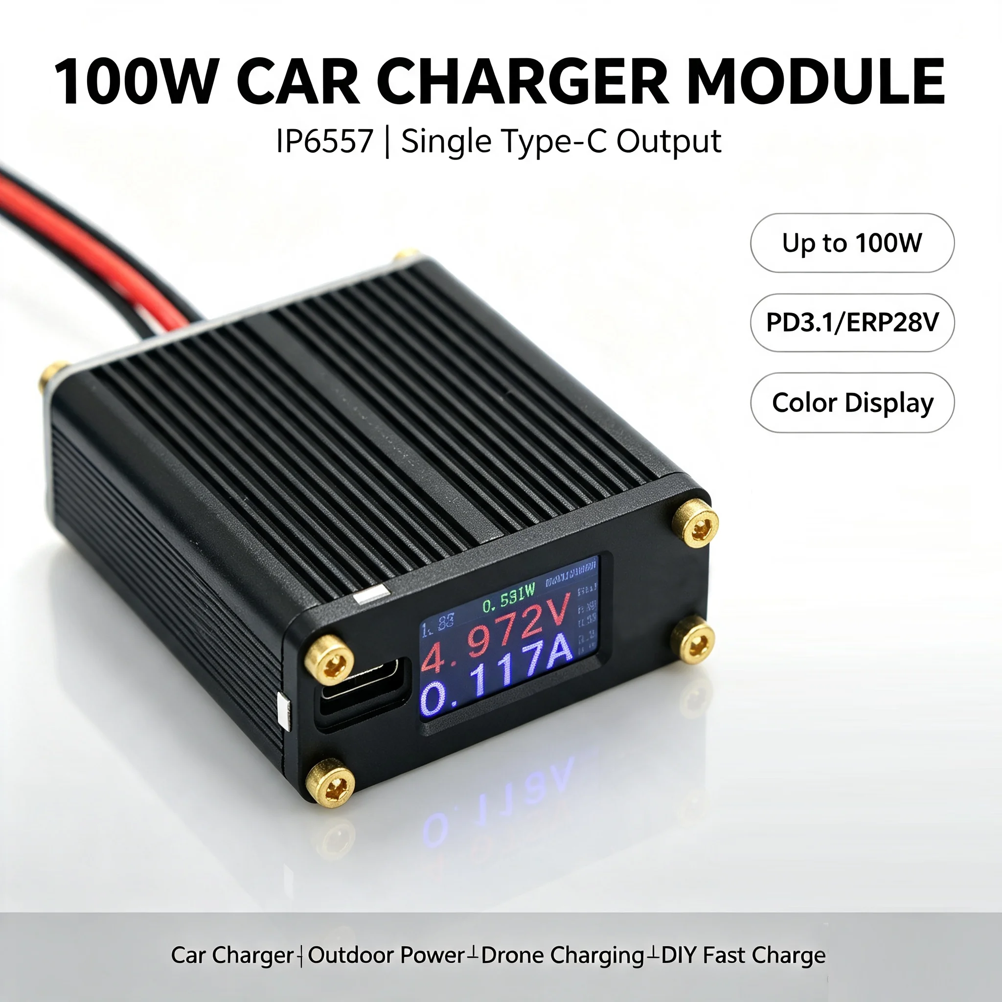 IP6557 PD3.1 100W Fast Charging Ｗ LCD Display DC 5V-28V Battery XT30 IN TO TYPE-C 5V 9V 12V 15V 20V USB Drone PHONE Car Charger