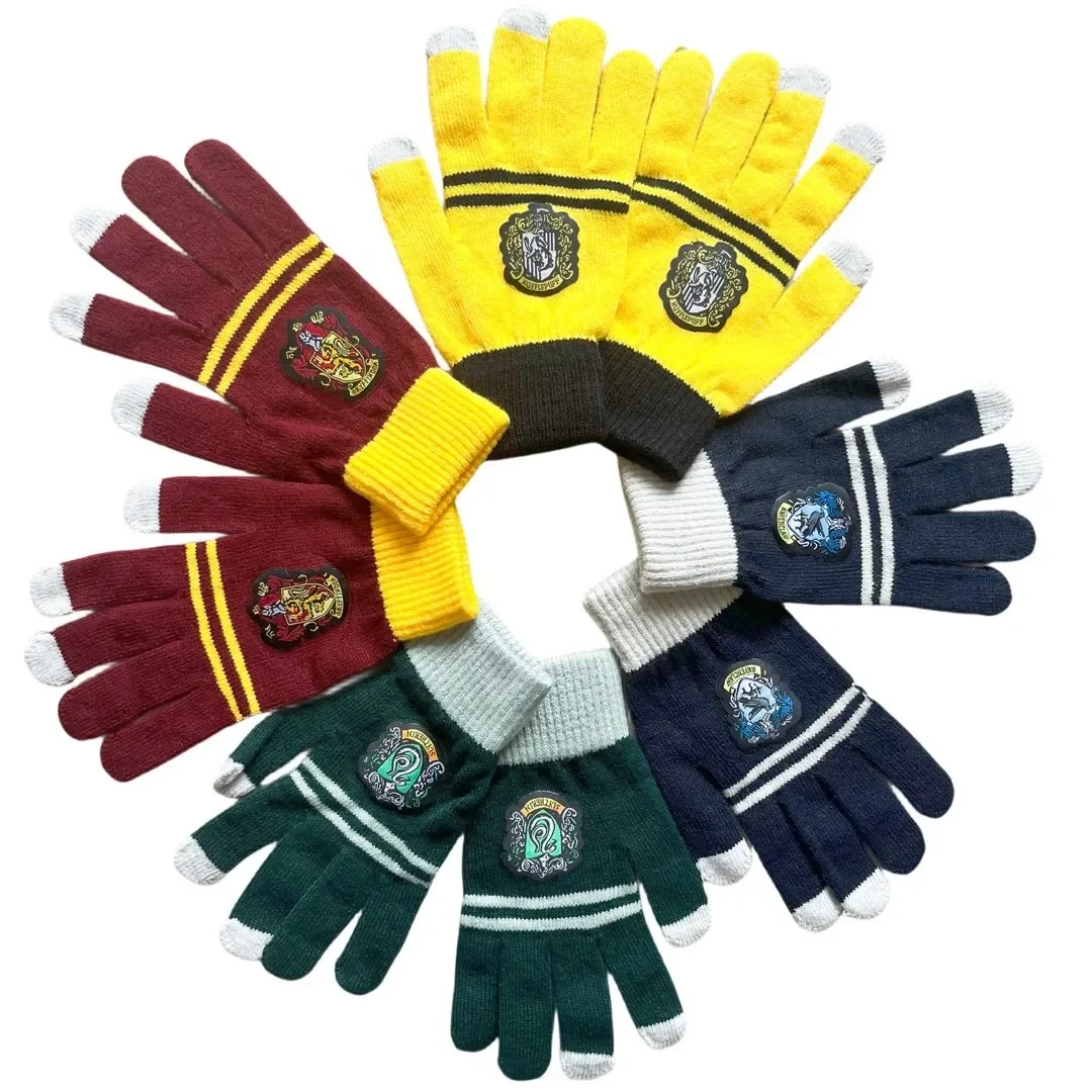 Harry Potter Warm Glove Hogwarts Movie Peripheral Gryffindor Hufflepuff Slytherin Badge Cosplay Props Children\'s Toys Gifts