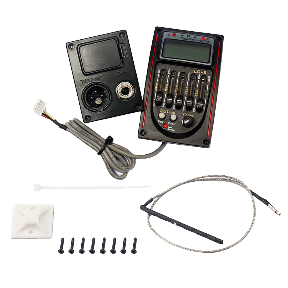 

Lc-5 5-Band Red Eq Guitar Preamp Integrated Piezo Transducer Pickup for Acoustic Classical Guitar Amplify No