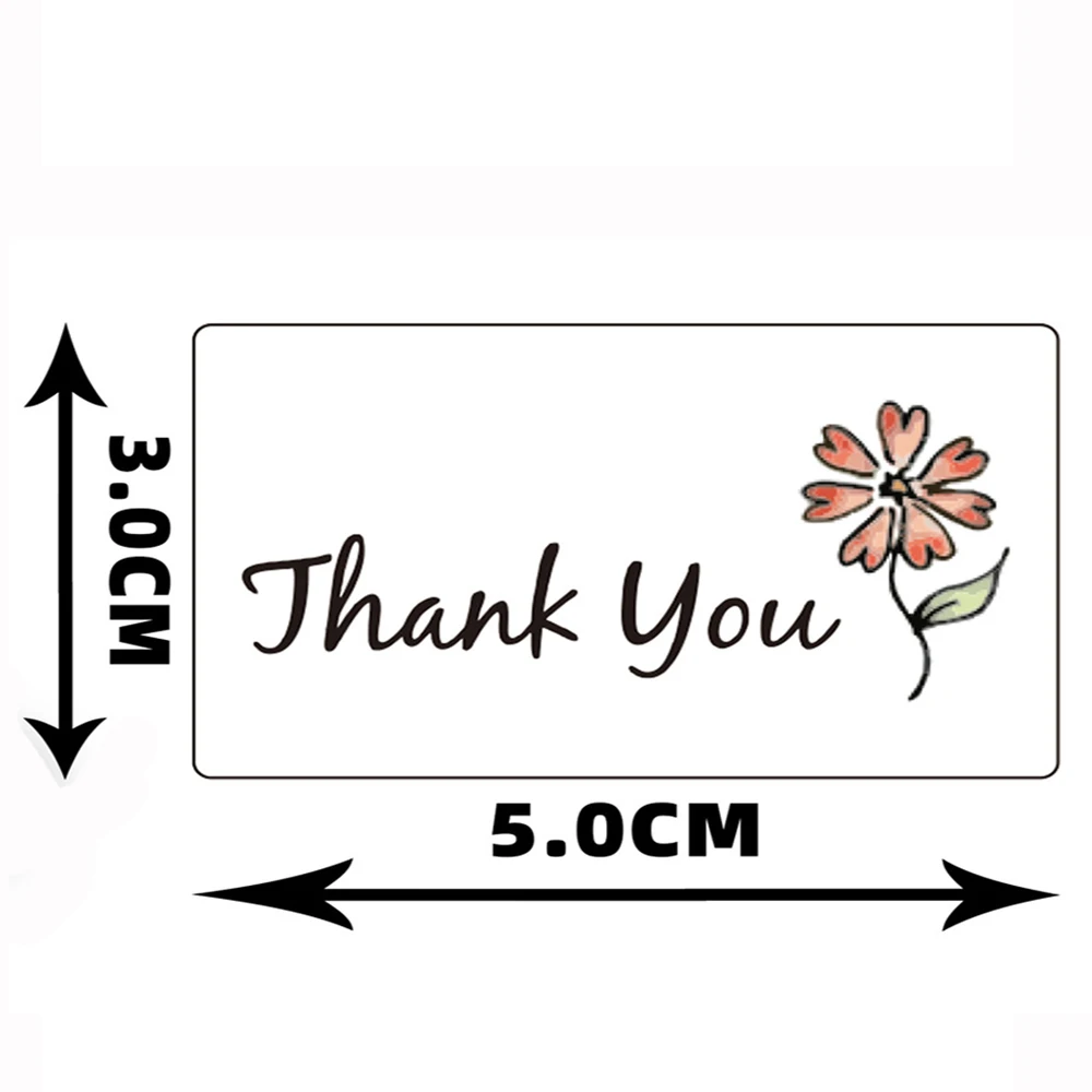 50-200pcs Square Thank You Stickers Flowers Decorative Sealing Stickers For Gifts Wedding Party Packaging Small Business