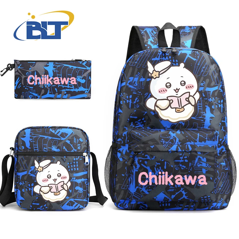 MINISO Chiikawa printed student school bag set children's shoulder bag backpack pencil case three-piece set