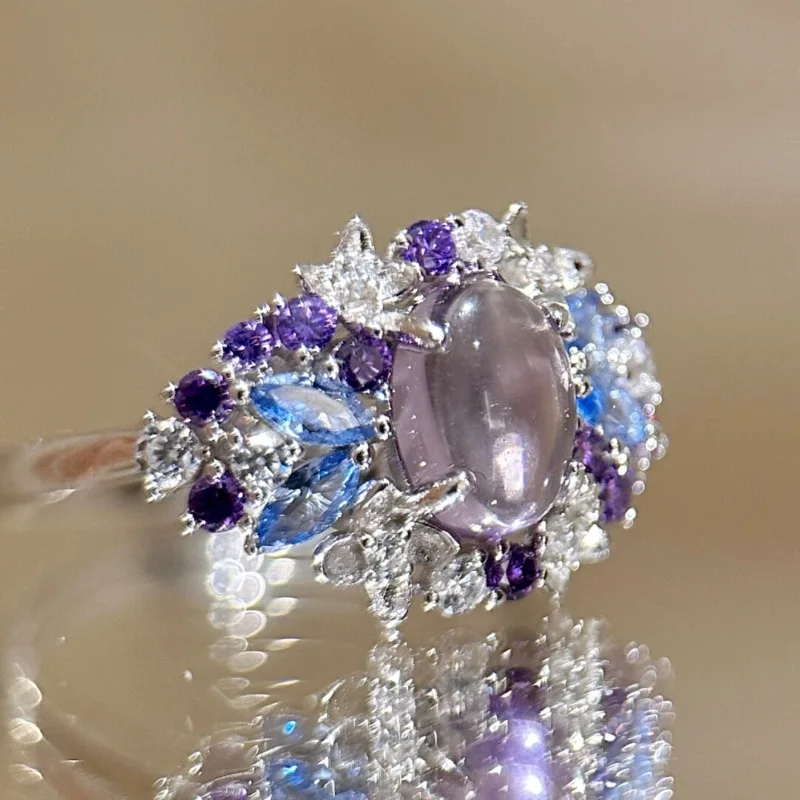 

Vintage Beautiful Garden Style Vine Amethyst inlay Diamond Necklace Ring earrings silver 925 Fashion Exquisite Jewelry Sets