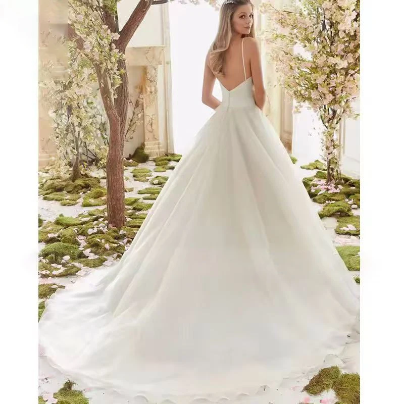 Spaghetti Straps Wedding Dress Organza Hochzeit Bride Gown Simple A Line Vestido De Novia 2026 Robe Mariage Boda Trouwjurk Cheap