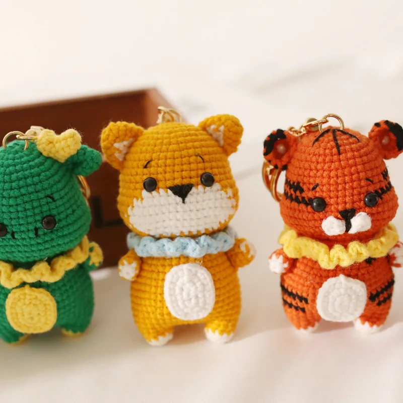 

Creative Small Animal Doll Crochet Keyrings For Bag Pendant Cute Puppy Knitting Doll Keychain Handmake Knit Animal Doll Keyring