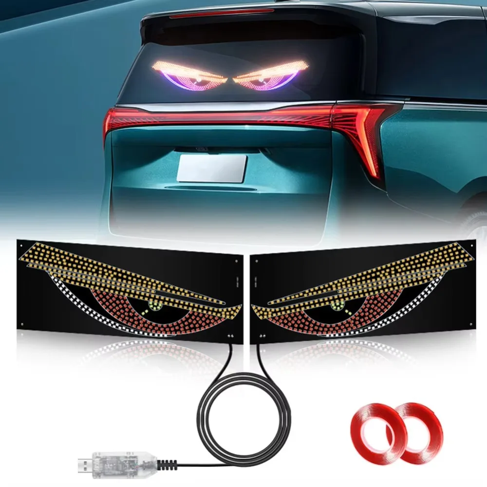 

Креативный RGB динамический грузовик Devil Eyes Light Светодиодный дисплей Многорежимный светильник Demon Eye USB 5V Светодиодный дисплей на лобовое стекло Декор автомобиля