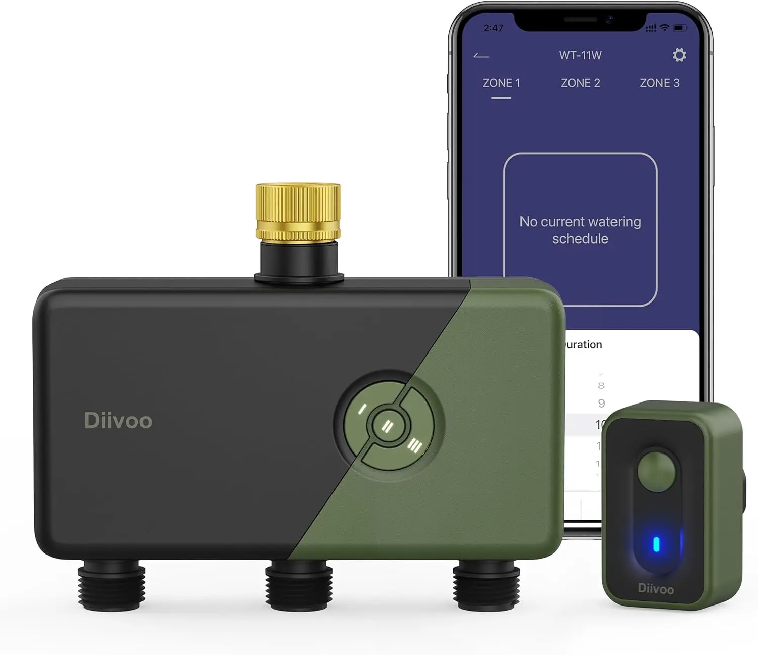 

Умный Wi-Fi таймер полива на 3 зоны, совместимый с Alexa/Google Assistant, 18 программ полива для сада