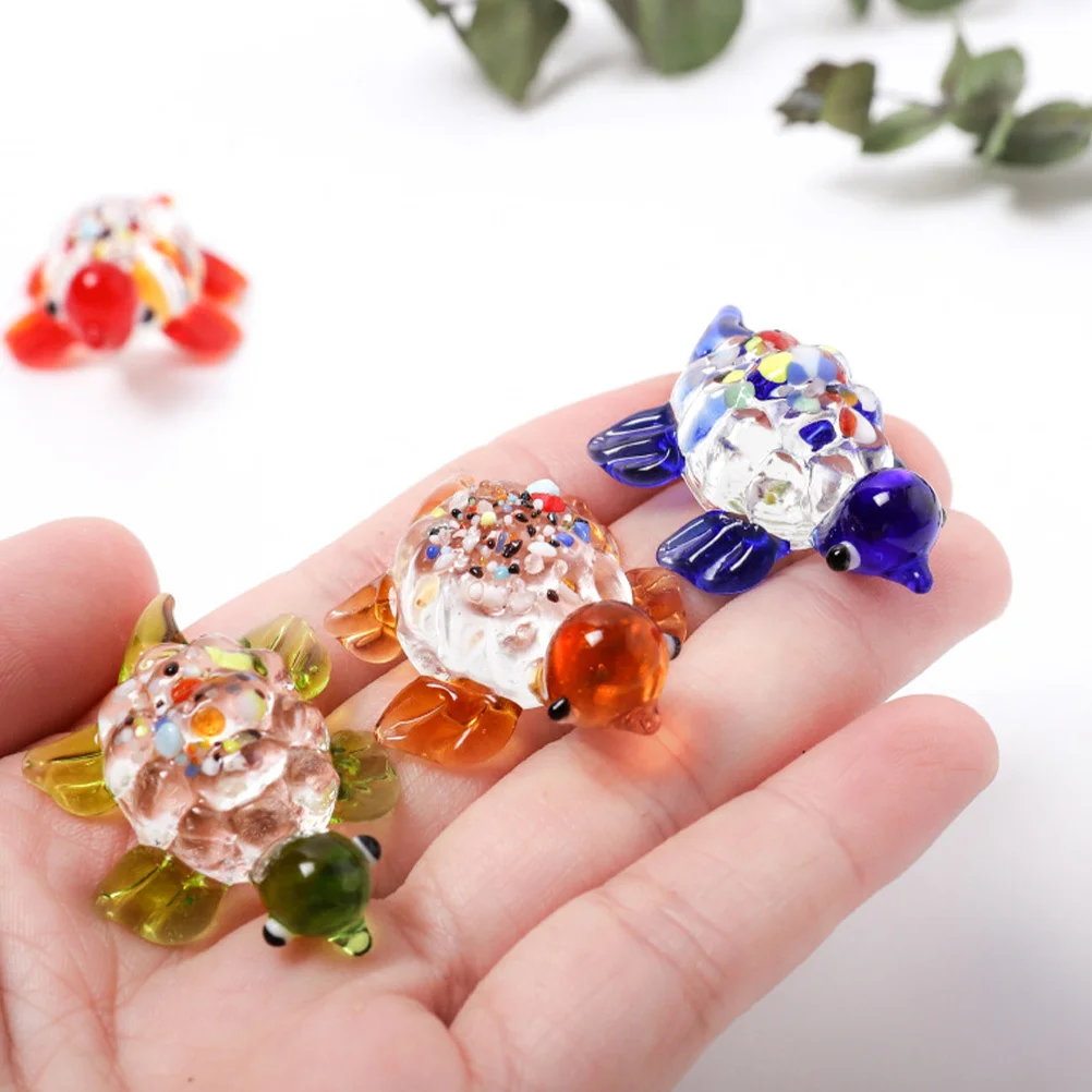 

6 Pcs Outdoor Turtle Decor Ornament Sea Colorful Ornaments Aquarium Glass Turtles Accessories