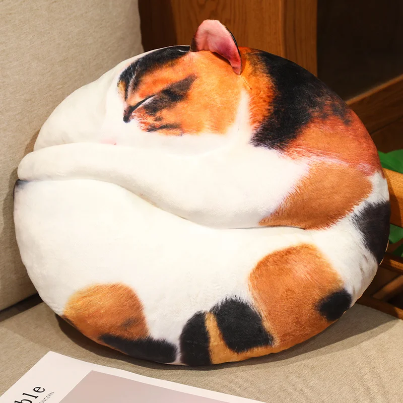 

45cm Simulation around Cat Plush Toys Soft Sleep Pillow Cartoon Animal Stuffed round Cat Doll Birthday Gifts