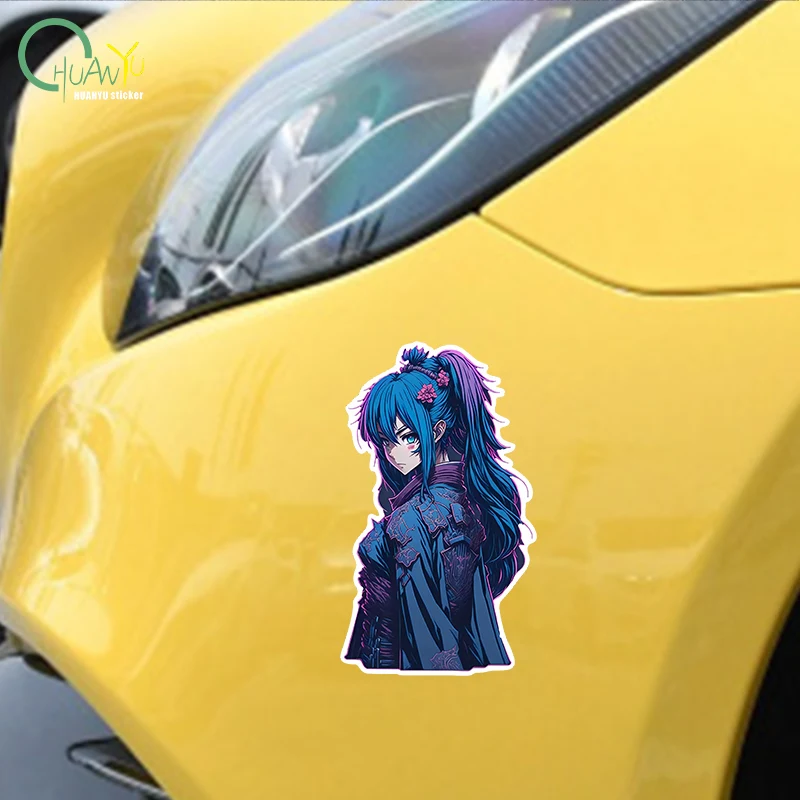 for Samurai Girl Japanese Vinyl Car Sticker Car Door Protector Decal Caravan Racing Drifting Anime Decor