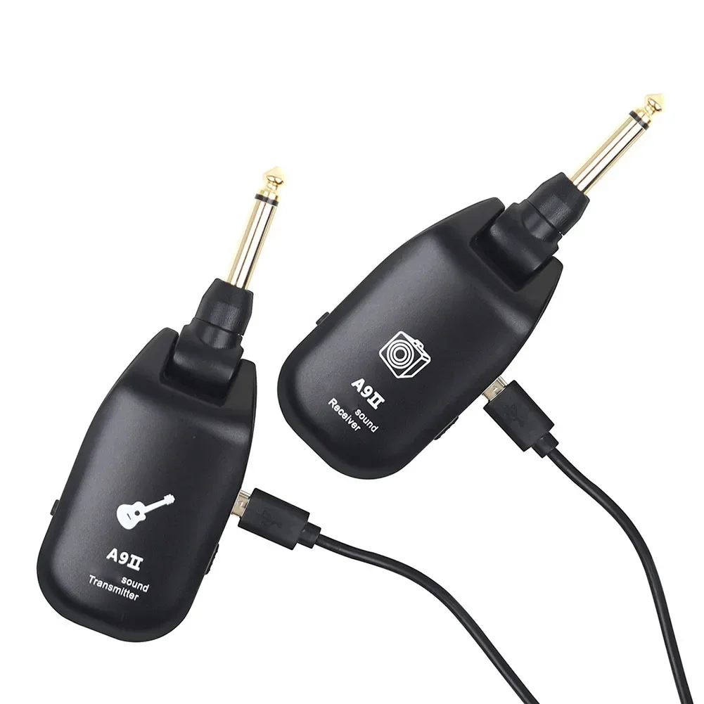 Wireless Guitar System Transmitter Universal Plug 11x4.5x1.5cm 20Hz-20kHz 6.35mm ABS Bass Black Electric Guitar