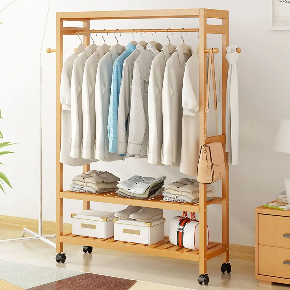 

Freestanding Garment Rack Clothes Hanger Stand Shoes Organizer Closet Heavy Duty