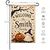 Personalized Halloween Garden Flag, Custom Family Name Ghost & Pumpkin Yard Sign, Spooky Fall Outdoor Decor, Halloween P jjp