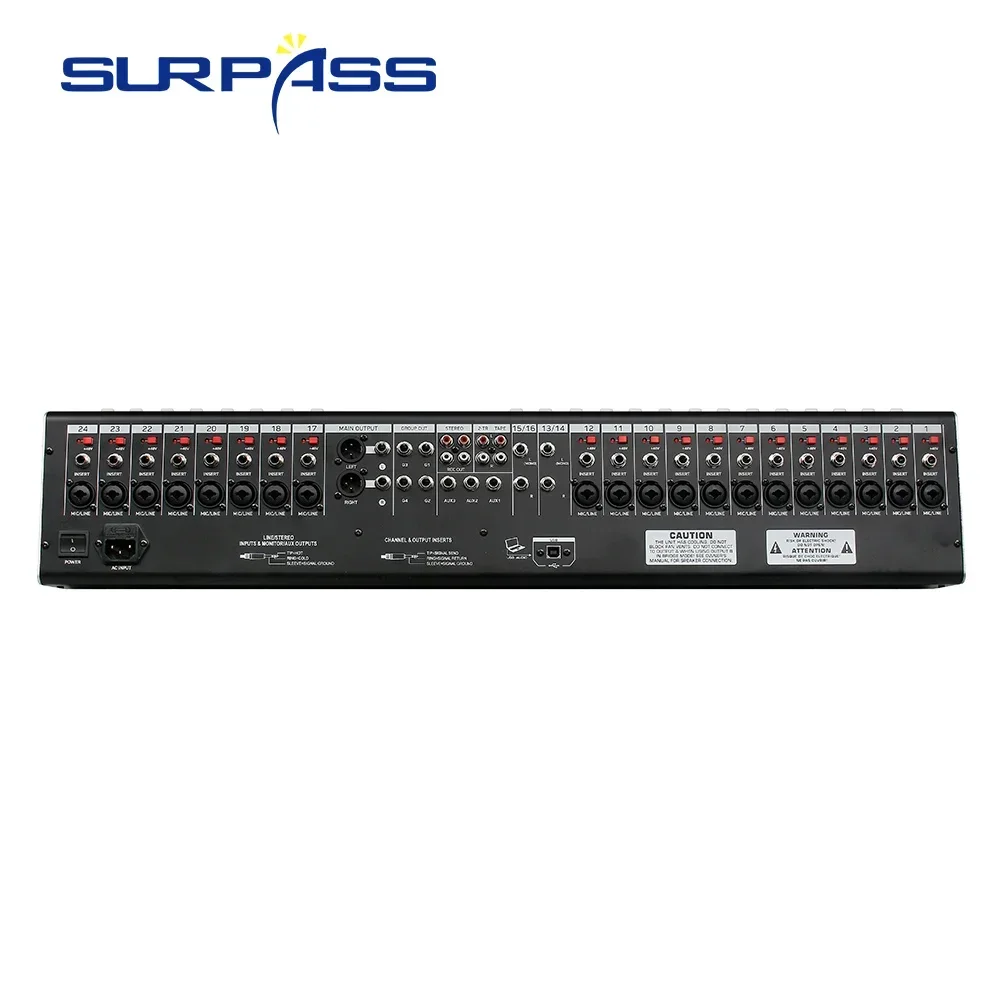 24 Channel Audio Mixing Console 48V Phantom Power Built-in USB Play Bluetooth 5.0 Receive Playback Professional Mixer DJ Stage