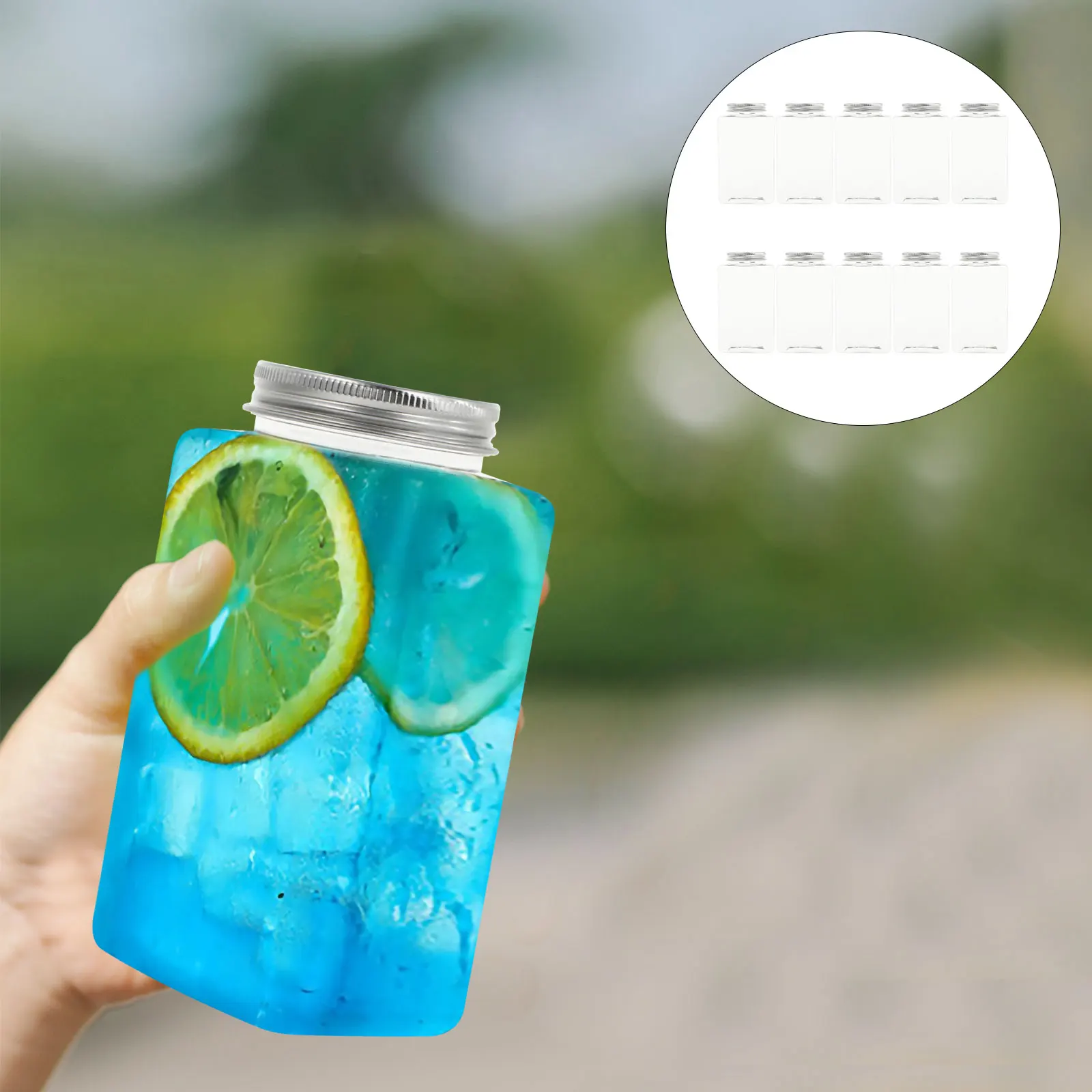 

10Pcs Plastic Milk Tea Bottles Disposable Beverage Bottles Juice Storage Containers Transparent Drink Cups for Juice Shops Home