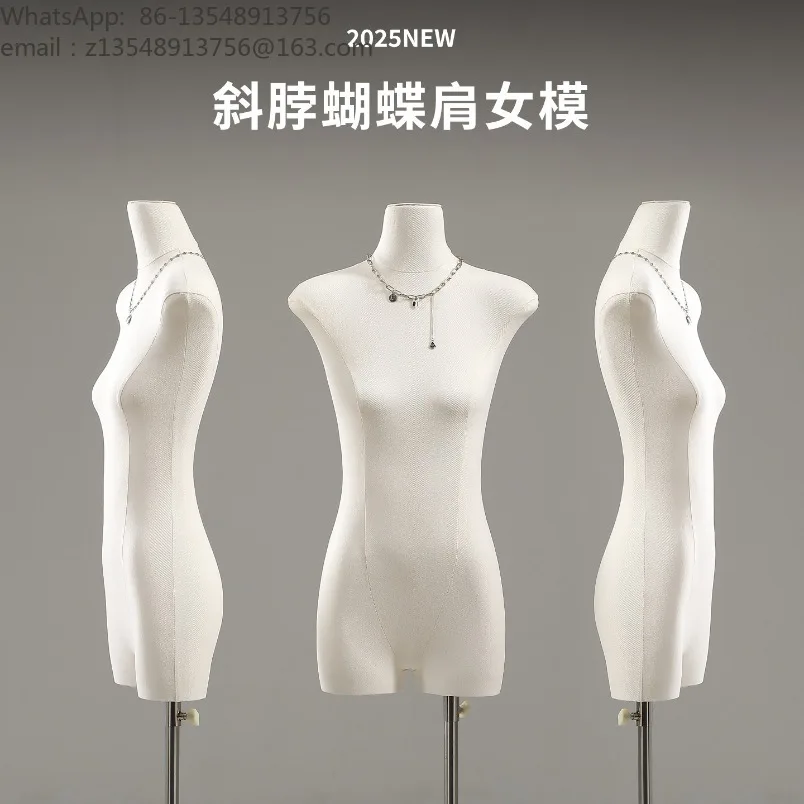 swan neck flat body female half body model props, flat chest dummy table, women's clothing window clothing display rack