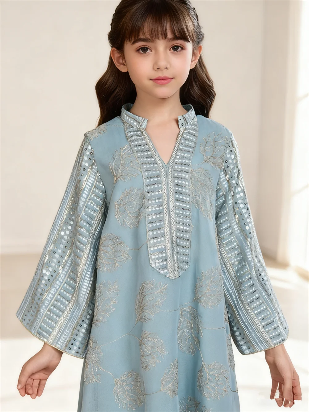 

Ид Мубарак Джеллаба платье с вышивкой для девочек детское мусульманское Абая Дубай кафтан турецкий кафтан марокканский халат Vestidos ислам Джалабия