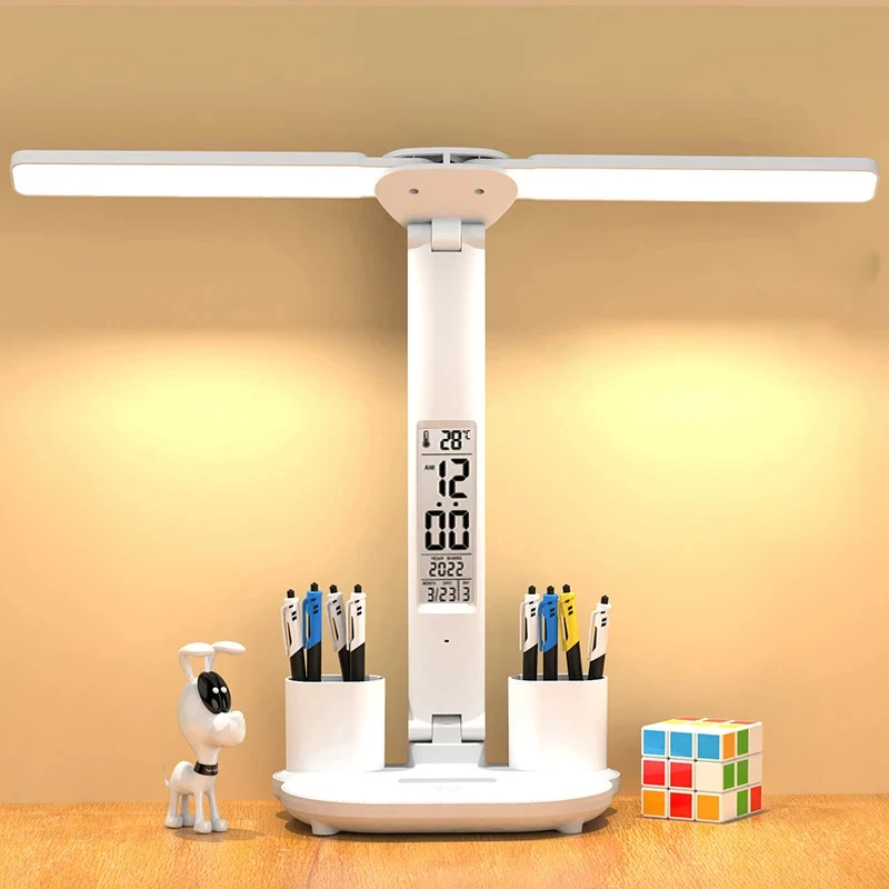 

Rotating Foldable 180 Rechargeable LED Clock Dimmable Desk Lamp Desktop Reading Night Light Eye Protection New USB