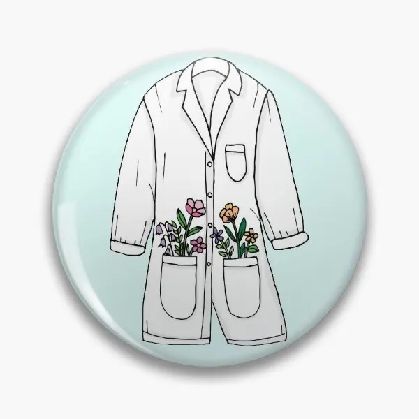 Lab Coat And Flowers  Soft Button Pin Jewelry Brooch Gift Lover Decor Lapel Pin Cute Hat Creative Cartoon Badge Metal Collar