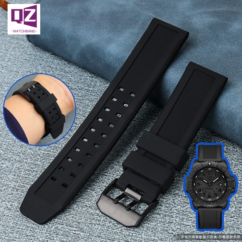 Fashion Top Men\'s Rubber Watch Strap 22mm/23mm Waterproof Sport Watchband with  for Luminox Buckle Silica Gel Bracelet