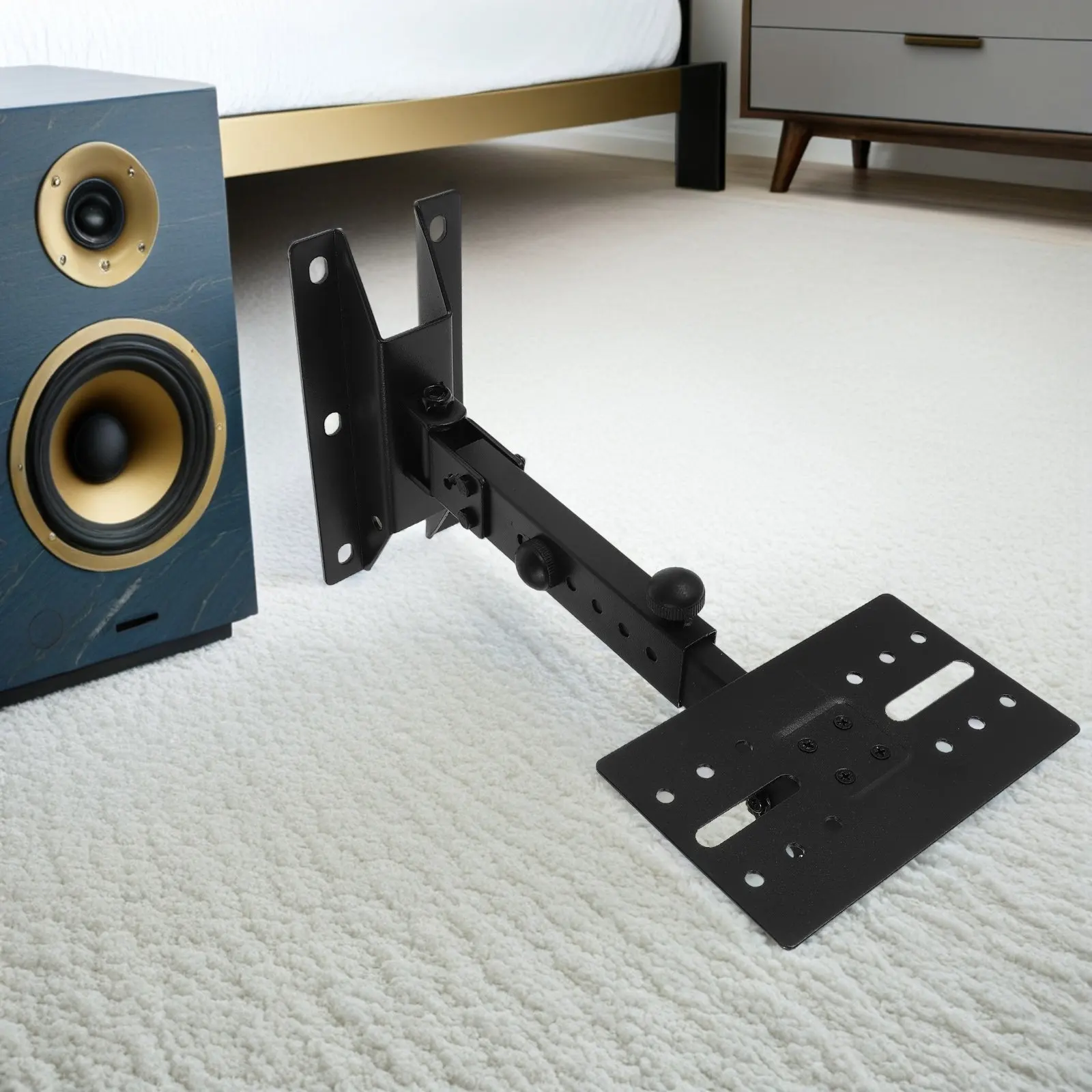 Heavy Duty Adjustable Wall Mount Speaker Bracket – Extendable Metal Shelf Support for Surround Sound