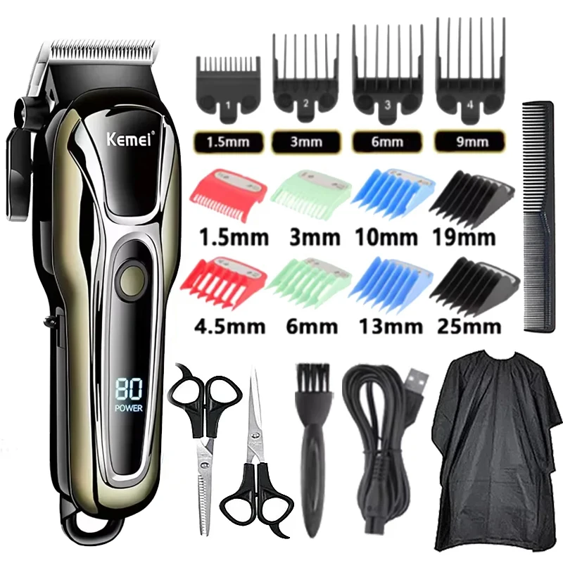 Kemei PG1990A Rechargeable Men's Hair Clipper Professional Cordless Men Hair Trimmer Hair Cutting Machine Barber for Men