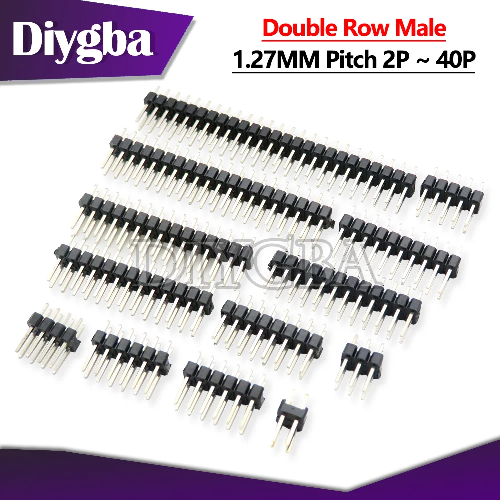 2.54mm Double Row Male 2~40P Breakaway PCB Board Pin Header Connector Strip Pinheader 2 * 2/3/4/6/8/10/12/15/20/40P DIYGBA