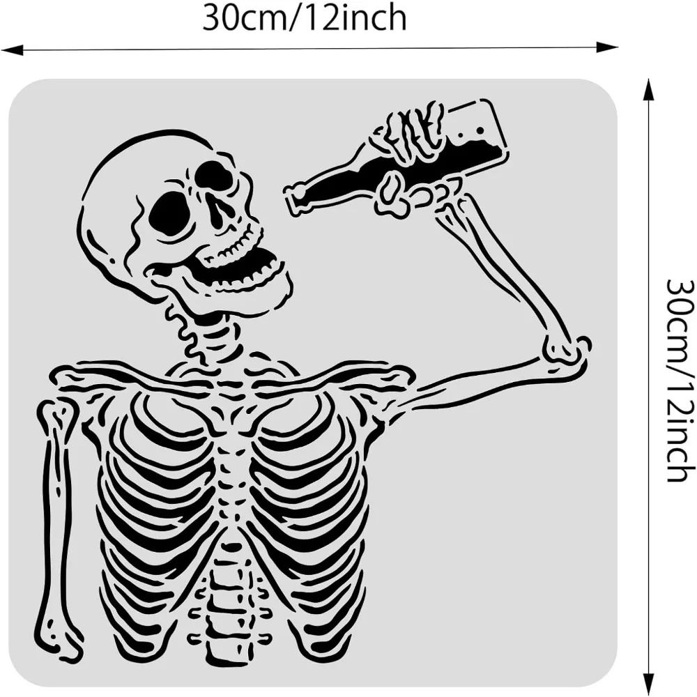 Skull Pattern Drawing Painting Stencils, 12x12
