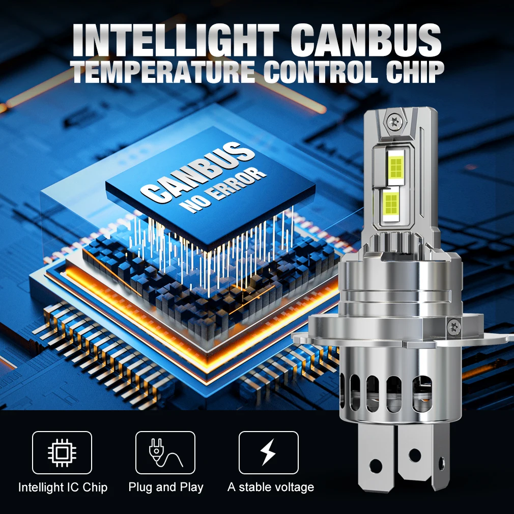 XSTORM H4 LED المصباح Canbus 300W 30000LM LED H4 مصابيح كهربائية 24 CSP رقائق مع مروحة توربو أضواء سيارة مرحبا/منخفضة المصابيح الأمامية 6500K