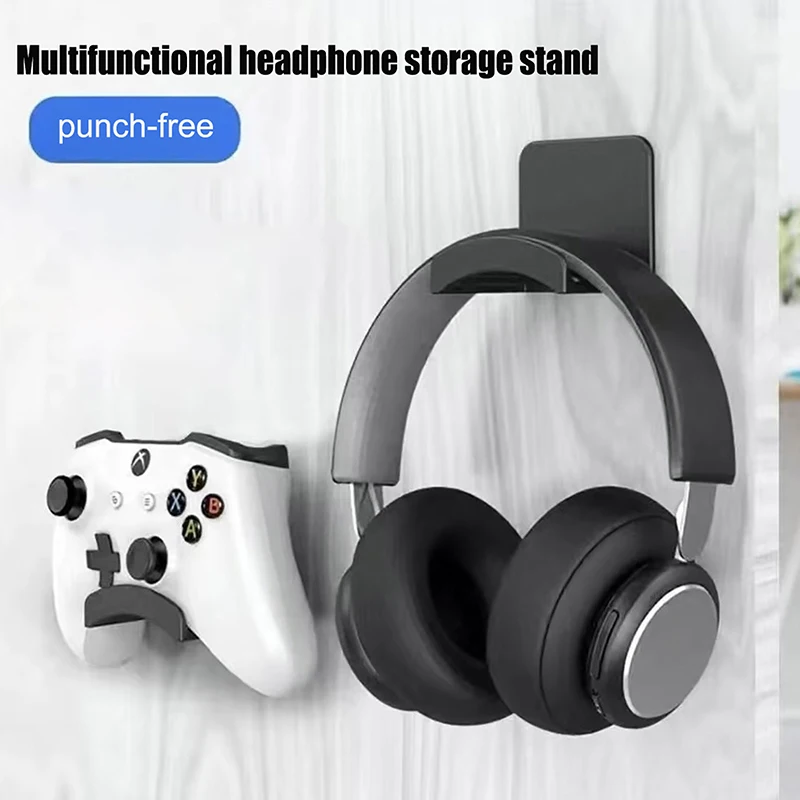 Wall-mounted Computer Headset Holder Without Punching Headphone Stand Storage Hook Dormitory Desktop Display Rack Storage Rack